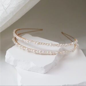 Double Strand Bridal Pearl Headband